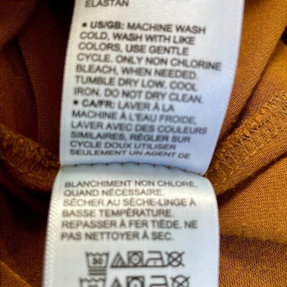 Daily Ritual Mustard Mock Turtleneck Long Sleeve Stretchy Lightweight Top Size S - Picture 9 of 12